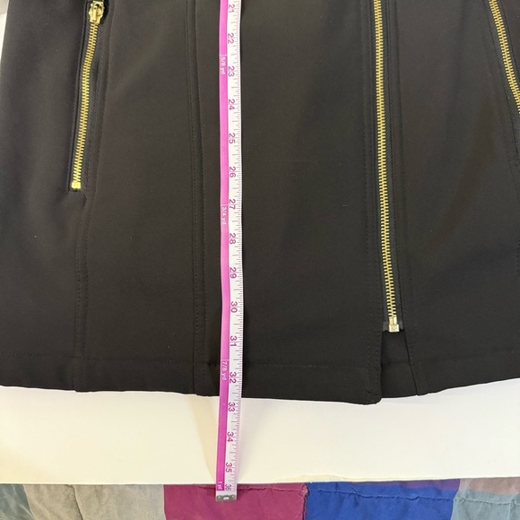 Michael Kors Black Trench Coat asymmetrical zip woman S belted jacket - Picture 7 of 12